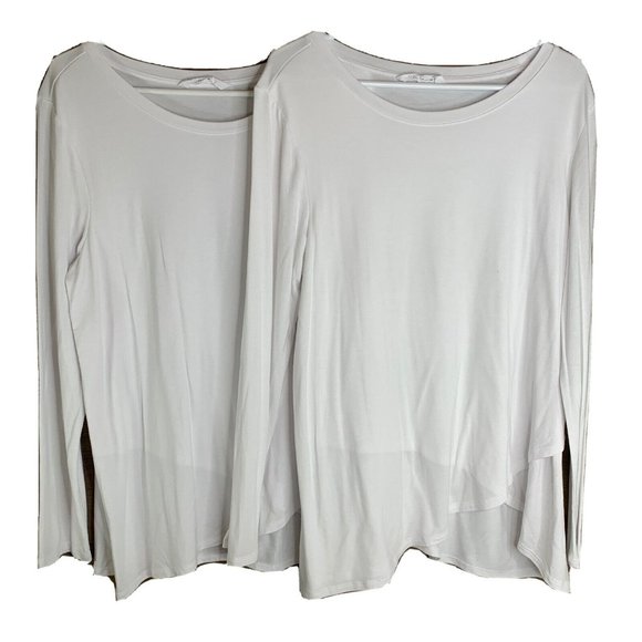 Members Mark Favorite Cross Front Tee, Women's L White Tee Shirt Soft, Lot of 2 - Picture 1 of 11